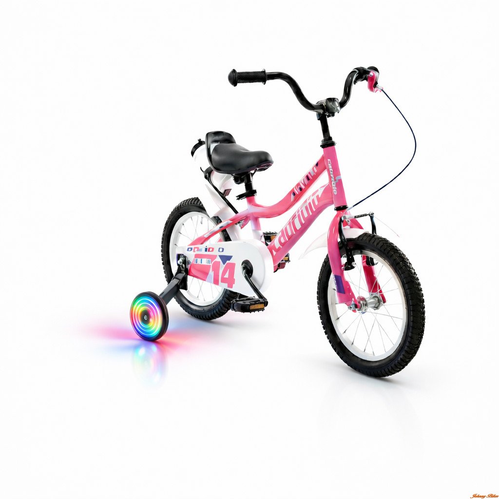 Capriolo Diavolo 14" LEDes pótkerekes gyerek kerékpár Rózsaszín-Lila